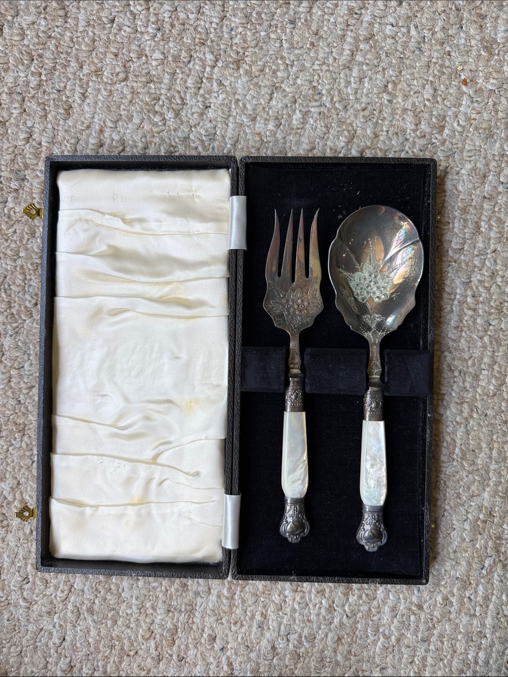 Mother of Pearl Handle Serving Fork and Spoon Set